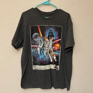Mens Large Star Wars Movie Poster Shirt Grey